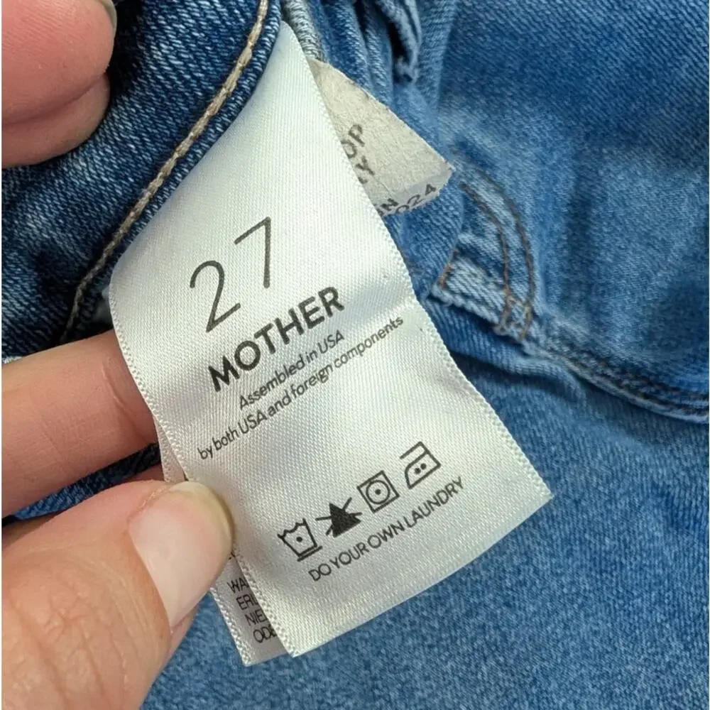 Mother Insider Crop Step Fray Jeans Womens 27 Out of the Blue Denim Bootcut
